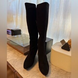 Elegant Black Knee-High Aquatalia Italian Leather Boots